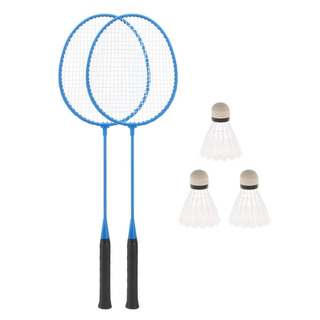 koolsoo 2Pcs Badminton Rackets Badminton Shuttlecock Badminton Equipment Portable Tennis Blue