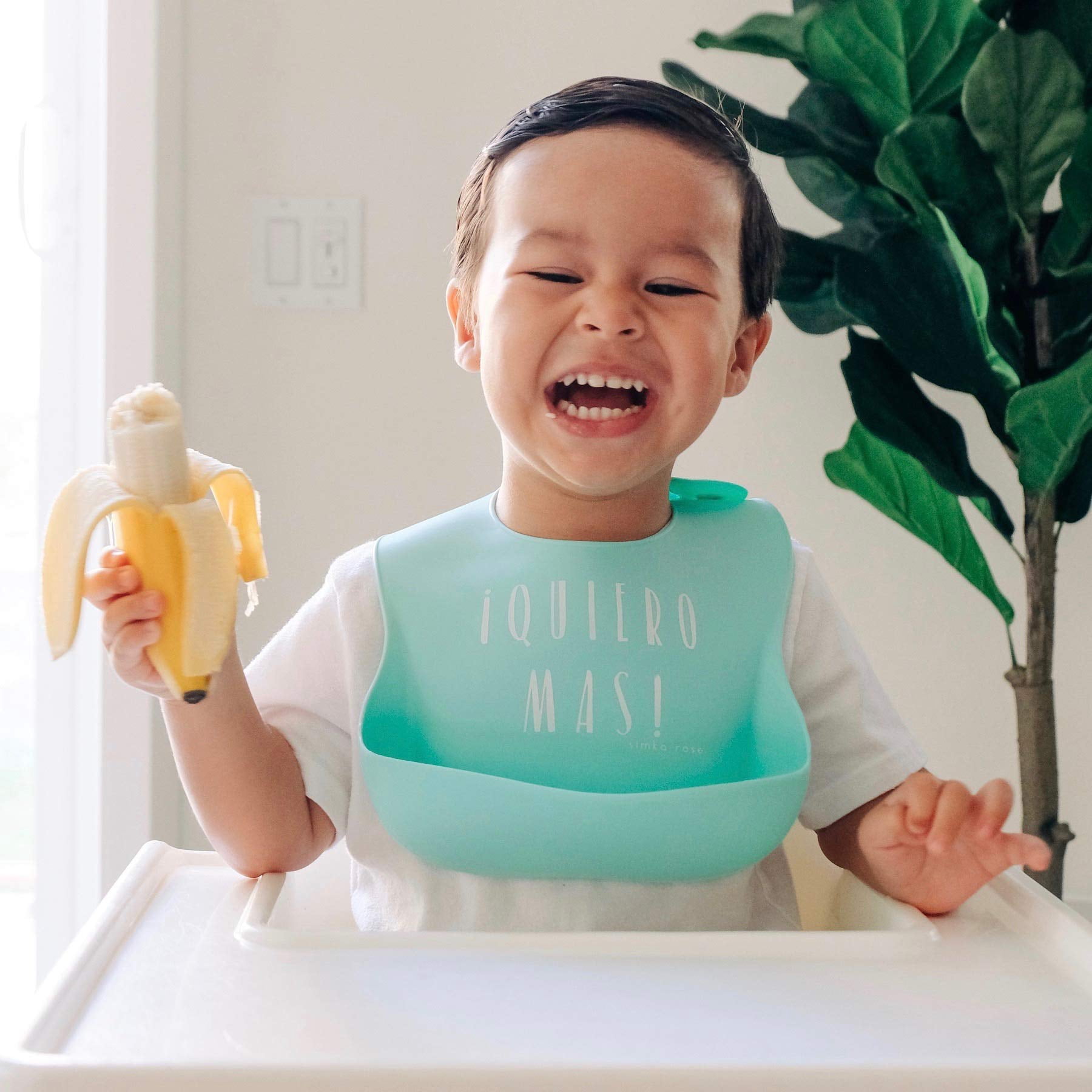Simka Rose Silicone Baby Bibs - Waterproof Bib Set, Emerald/Gold/Mint