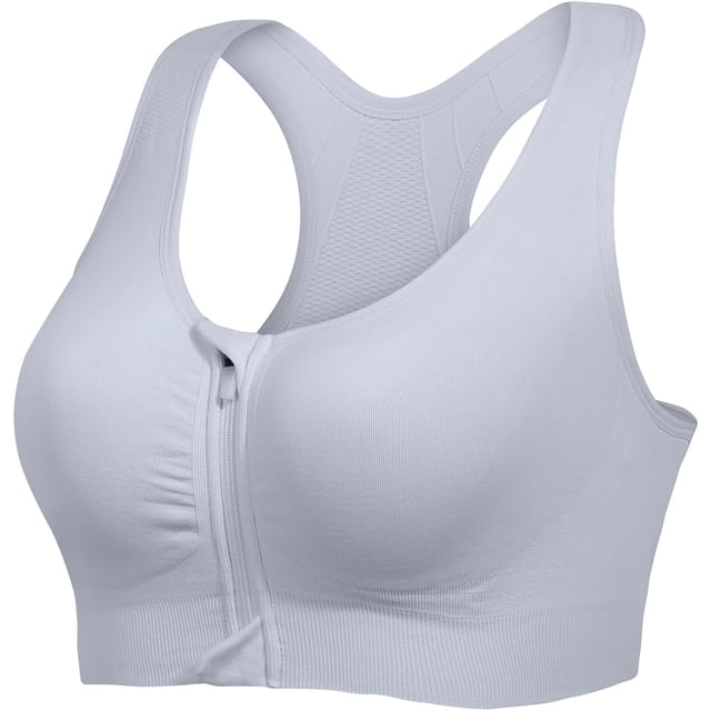 TEMOGU-Sports Bras for Women Full Support Front Zip Closure Compression Bras Post Surgery Wireless Racerback Sport Brassiere
