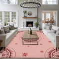 thumbnail image 4 of Pink Floral 5'x7' Area Rug, Circular Flowers Ethnic Abstract Aesthetic Washable Non-Slip Soft Rugs, Low-Pile Large Carpet for Living Room Bedroom Dining Room, Non-Shedding Accent Rug, 4 of 9