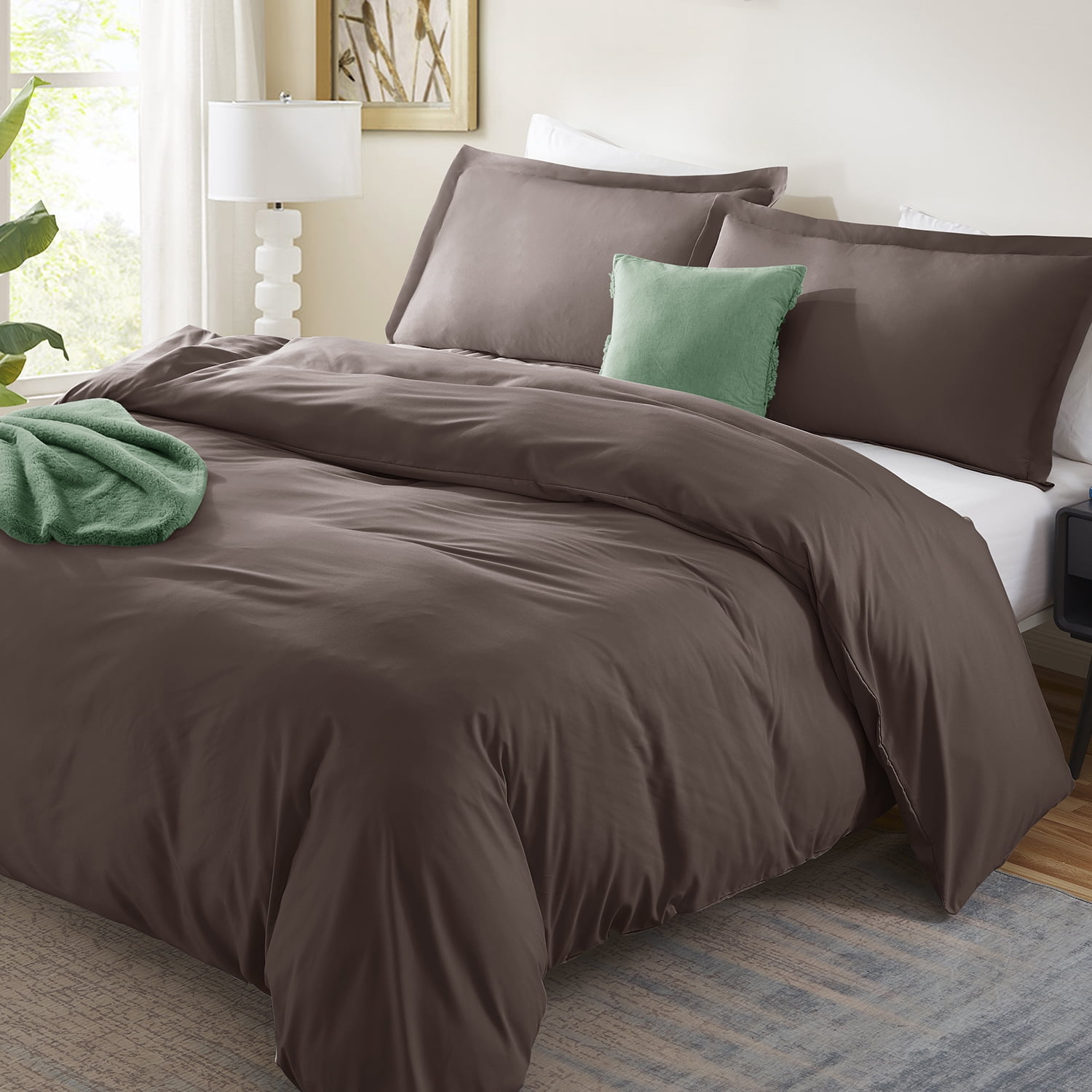LammaLoe Duvet Cover King 3 Piece, Luxury Microfiber Bedding Sets with 2 Pillow Shams, chocolate Brown