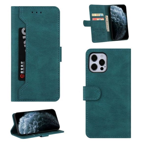 Allytech Apple iPhone 12 Pro Max Case, Flip Magnetic Wallet Outside Pocket Card Holder Kickstand Cash Slot Folio PU Leather & Soft inner TPU Cover For iPhone 12 Pro Max,
Blue