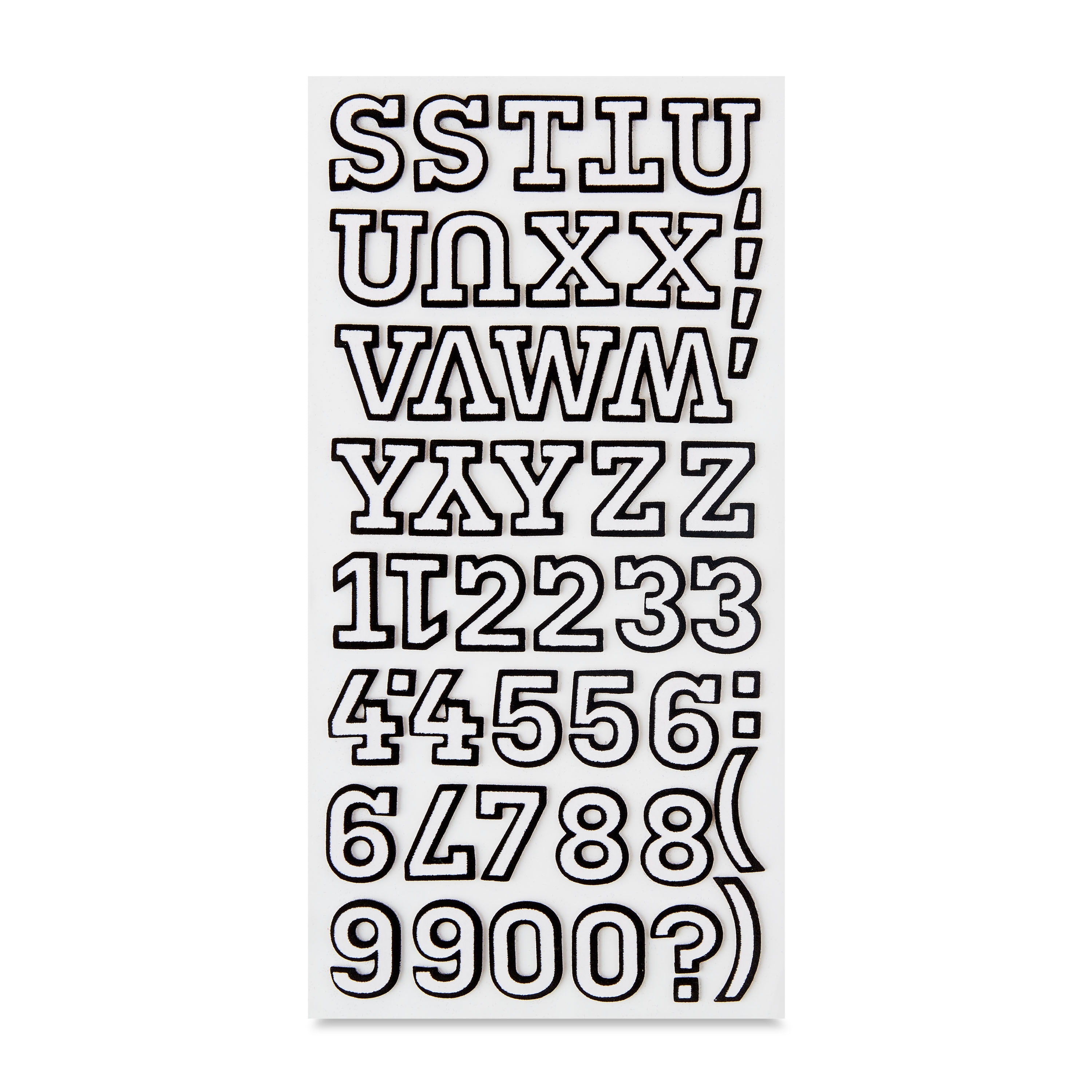 Hello Hobby Black & White Alphabet Stickers, 91 Count