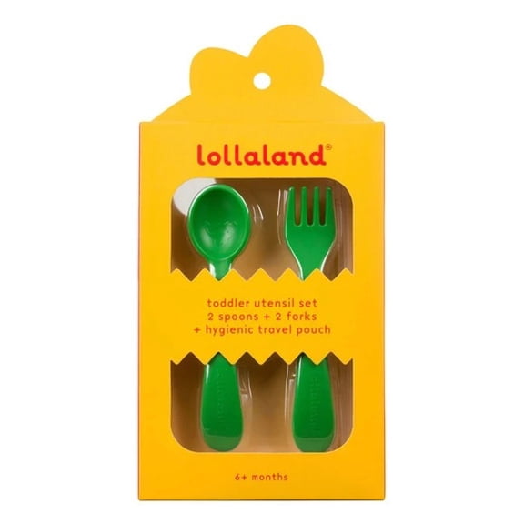 Lollaland 5-Piece Toddler Utensil Set with Hygenic Pouch in Green