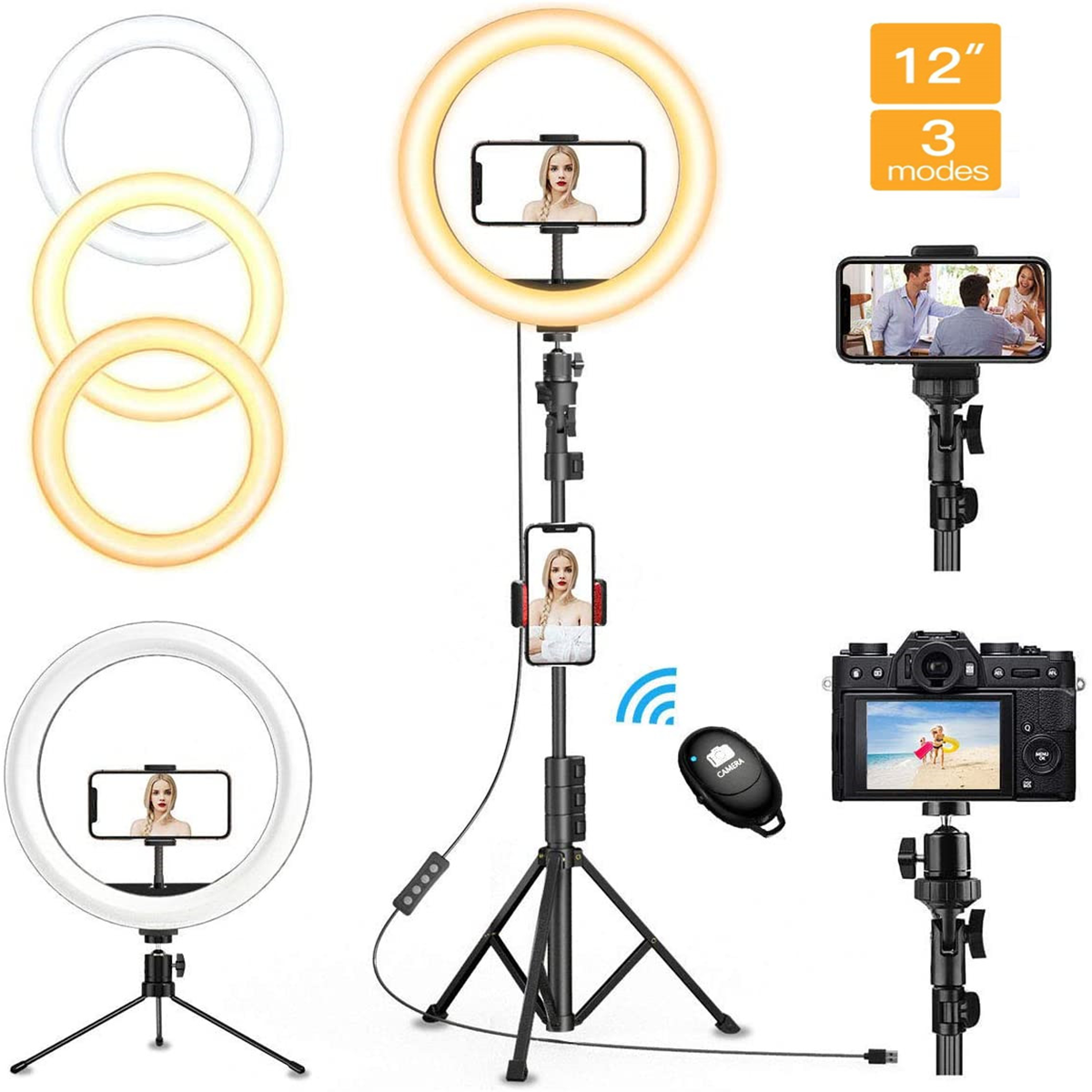 Selfie Ring Light for iPhone Android 3 Light Modes /& 10 Brightness Level YouTube Video Live Stream Makeup Photography LED Ring Light 10 with Tripod Stand /& Phone Holder