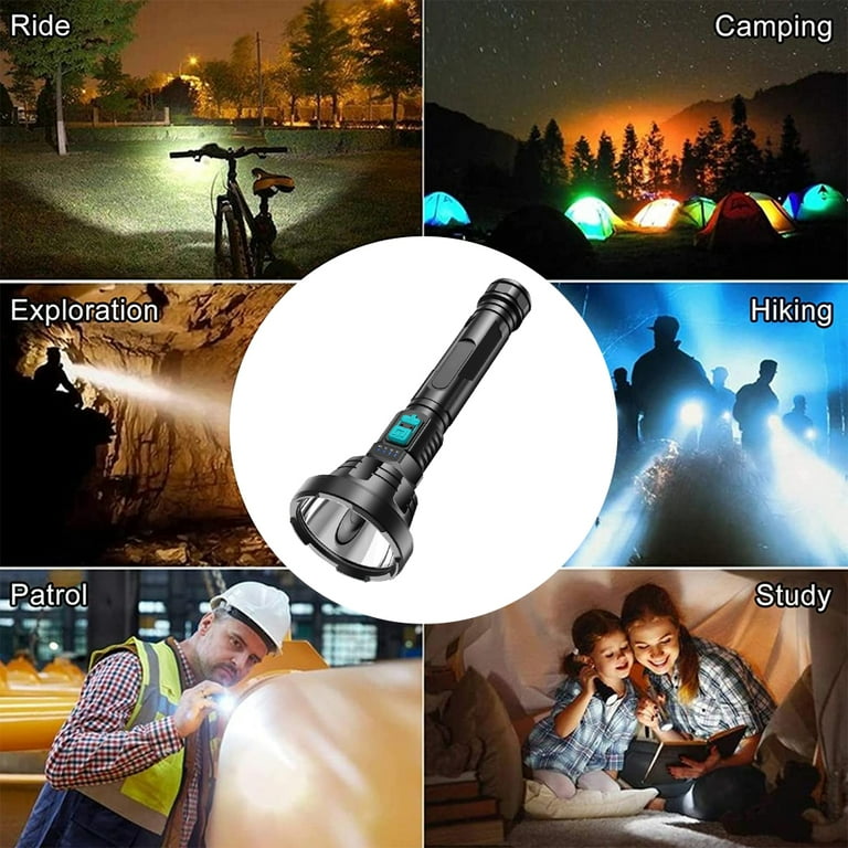 Rechargeable Flashlights High Lumens, Super Bright Tactical Flashlight One Click Off, Ipx6 High Powered Flashlight USB Powerful Handheld Flash Light