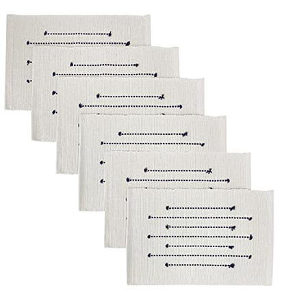 

Fennco Styles Black Stripe Textured Minimalist Decorative Cotton Placemats 13 W x 19 L Set of 6 - Heat Resistant Insulation Table Mats for Home Décor Dining Table Banquets and Special Events