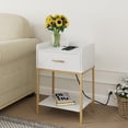 thumbnail image 2 of Masupu Nightstand with Charging Station,3-Tier Modern Bedside Night Stand with Storage Drawer and Shelf,Small End Side Table for Bedroom,Living Room,White, 2 of 7