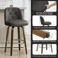 thumbnail image 6 of Foreate Swivel PU Bar Stools Set of 2, 29" Uholstered Leather with Button-tufted Mid-Back & Wood Legs, Modern Chair Kitchen Pub Island Counter Stool, 6 of 10