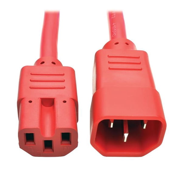Cordon d'Extension d'Alimentation d'Ordinateur Robuste 15A & 44; 14 AWG & 44; C14 à C15 & 44; Rouge - 6 Pi.