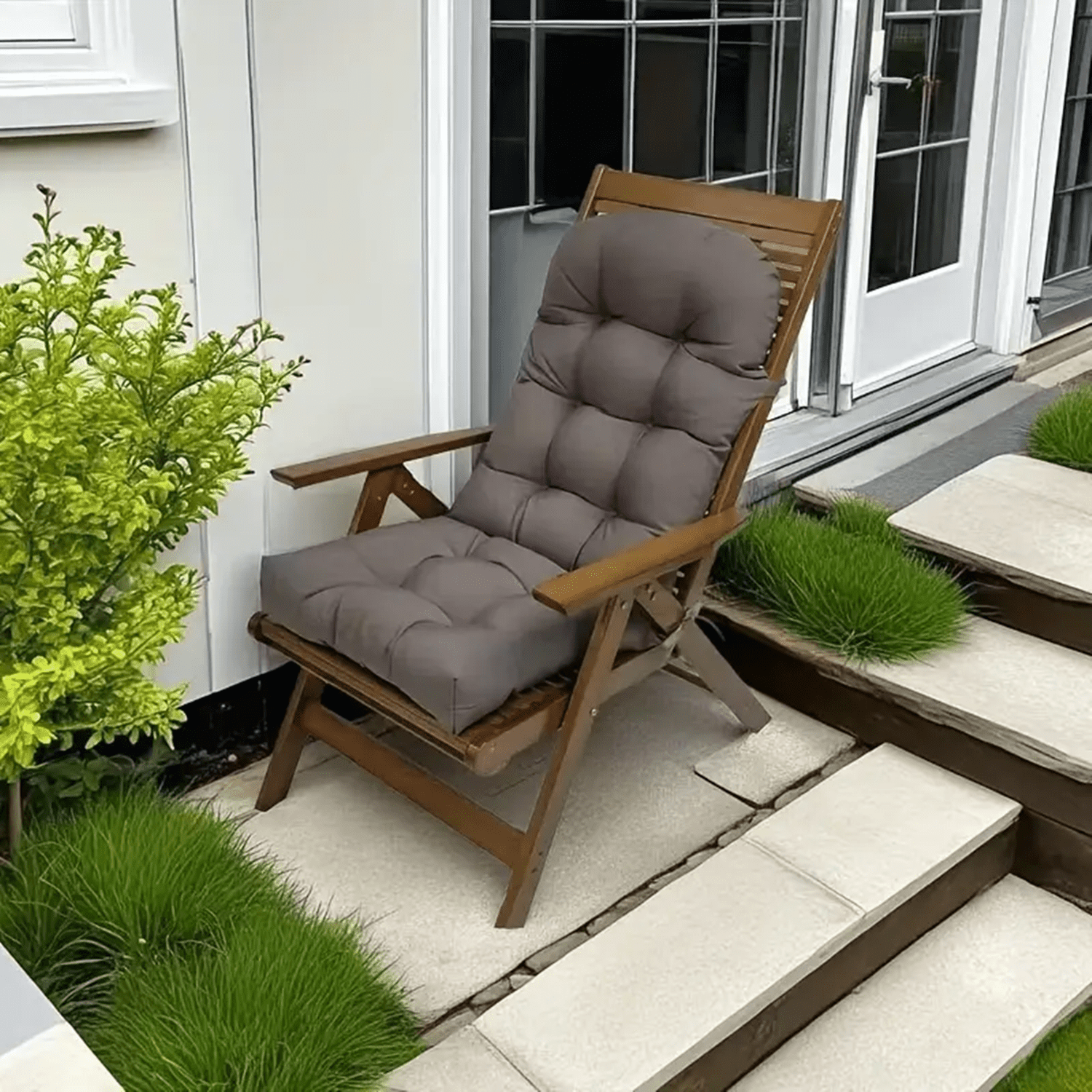 Outdoor Highback Seat Cushion 43.3"*19.7" Waterproof UV Resistant Inlife Rocking Chair Seat Pad for Dining Chairs, Office, Restaurant