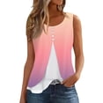 Women's Tank Top Casual Print Button Fake Sleeveless Fashion Crewneck
