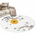 thumbnail image 2 of Round Area Rug 4 Ft, Bees Branches Washable Non-Slip Circle Carpet for Living Room/Bedroom, Farmhouse Spring Botanical Watercolor Low-Profile Crawling Mats Collection Rugs for Indoor, 2 of 7