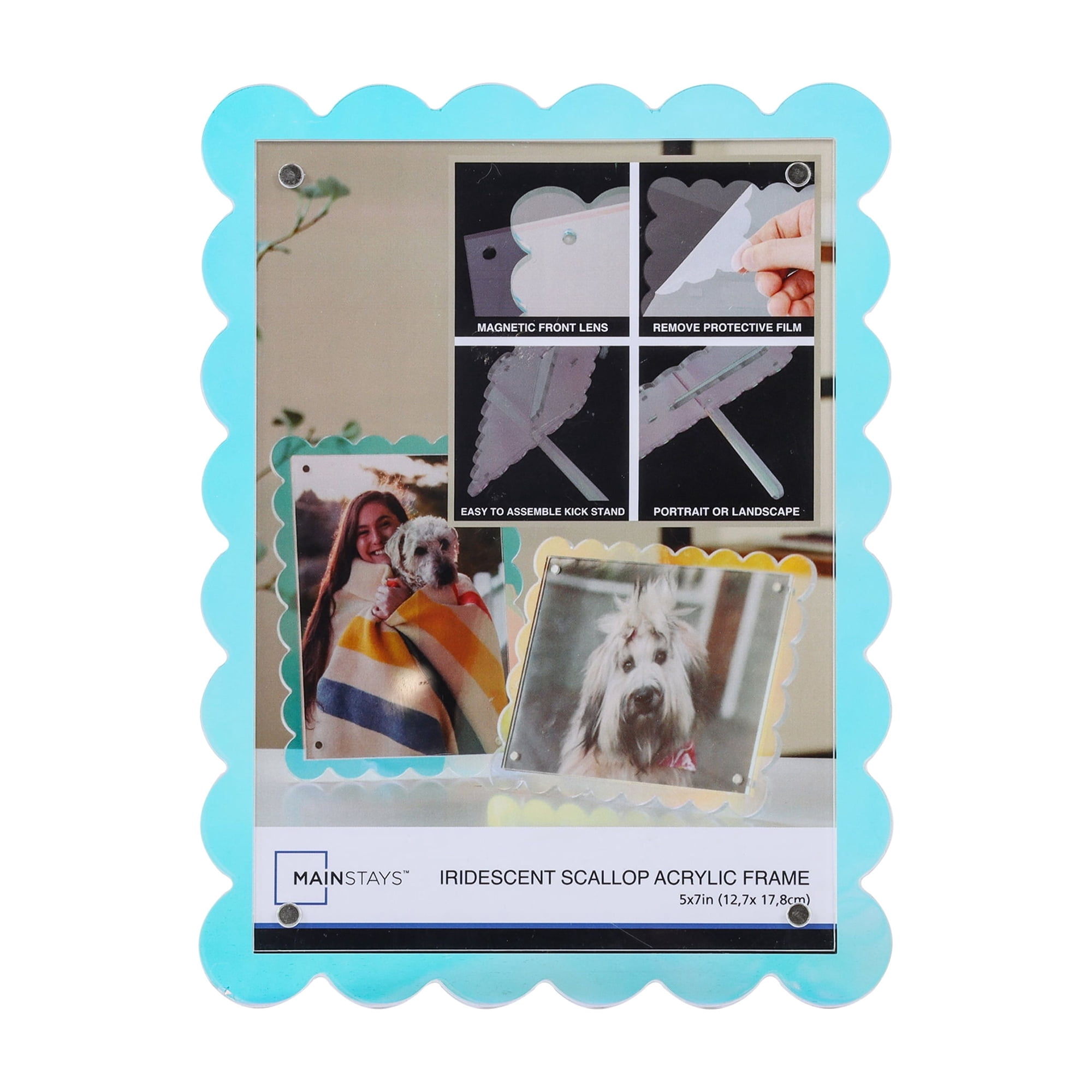 Mainstays Translucent Iridescent Acrylic 5 x 7 Tabletop Scalloped Picture Frame