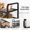 thumbnail image 5 of Shoe Rack - Expandable Shoe Organizer for Closet, Adjustable Metal Shoe Shelf Storage, Stackable Long Shoe Stand Holder for Garage, Entryway, Door Entrance (Black, 3-Tier), 5 of 8