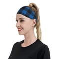 thumbnail image 6 of Yiaed Blue Black Plaid Print Sports Headbands,Moisture Wicking Workout Headband, Sweatband Headbands for Running,Cycling for Women and Men, 6 of 8