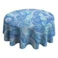 thumbnail image 4 of Blue White Tie Dye Swirl Pattern Round Tablecloth 60"x60",Wrinkle Wipeable Table Cloth for Kitchen Dining Room Picnic Patio Party, 4 of 6