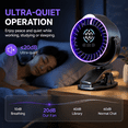 thumbnail image 4 of MDHAND 100-Speed Portable Desktop Fan, Rechargeable with LED Display, 1800mAh Battery, Silent Motor, 3-in-1 Clip Wall Desk, Gray-Purple, 4 of 9