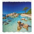 thumbnail image 2 of Ambesonne Scenic Summer Shower Curtain, Beach and Clear Ocean, 69"Wx75"L, Cobalt Blue Multicolor, 2 of 4