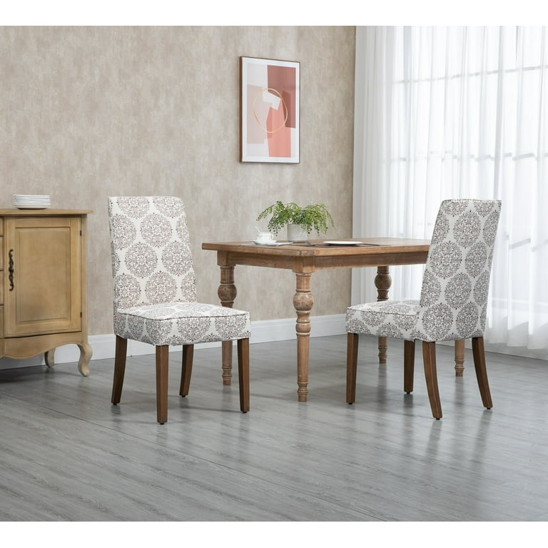 Set of Removable Cover Upholstered Dining Chairs, Solid Wood
