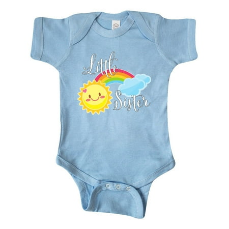 

Inktastic Little Sister- sun and rainbow Gift Baby Girl Bodysuit