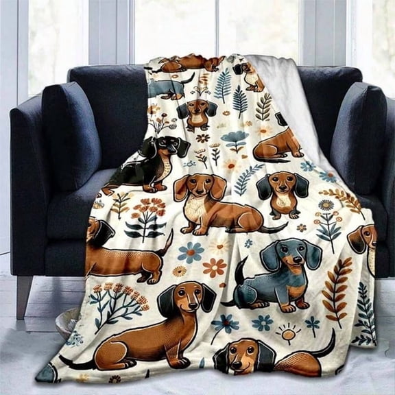 3D Dachshund Print Flannel Blanket - Soft, Lightweight & Machine Washable, All-Season Comfort for Birthday, Wedding, Family Gifts