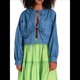 thumbnail image 2 of Chaqueta Corta para Mujer, de Moda, con Lazo Frontal, Cuello de Solapa, Larga, Abrigo Vaquero, Blusa Ligera de Otoño Azul S, 2 of 7