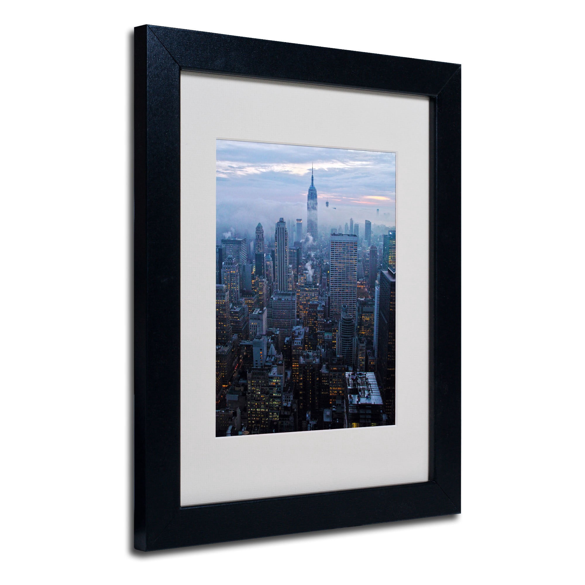 Trademark Fine Art 'City Lights' 16" x 20" Black Frame Art