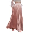 thumbnail image 2 of Women’s High Waisted Pleated Maxi Skirt, Elastic Waist Flowy Long Skirt for Casual Work Office Travel Daily Wear, 2 of 7