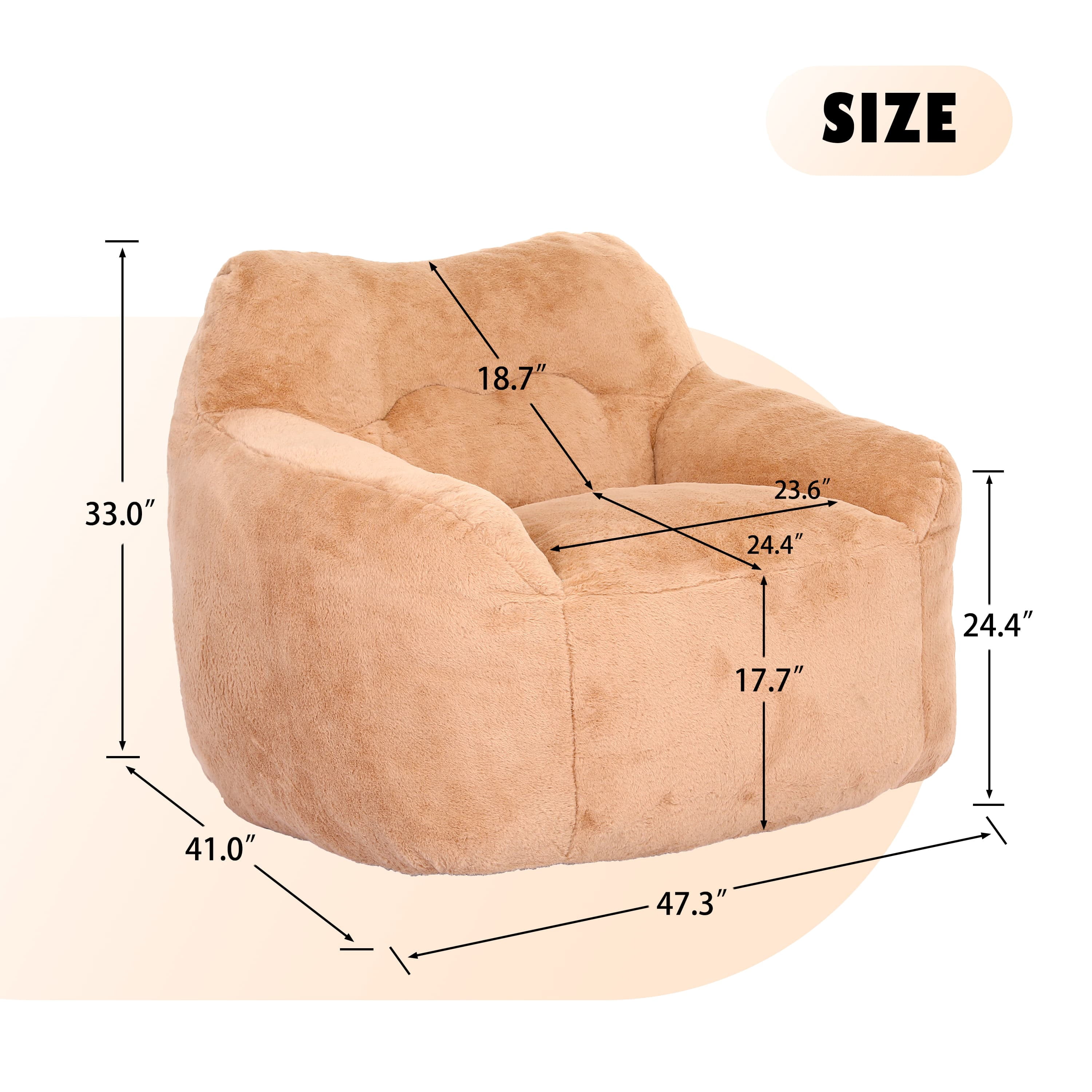 MAYEERTY Bean Bag Sofa Chair with Armrests - High-Density Foam, Lazy Comfy for Adults, Living Room/Bedroom Reading.