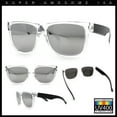 thumbnail image 2 of Colored Mirror Oversized Clear Frame Horn Rim Hipster Rectangle Plastic Sunglasses Silver Mirror, 2 of 6