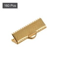 thumbnail image 3 of Unique Bargains 160Pack Ribbon Crimp Clamp Ends 20mm Cord End Clasp for DIY Craft Light Golden, 3 of 7