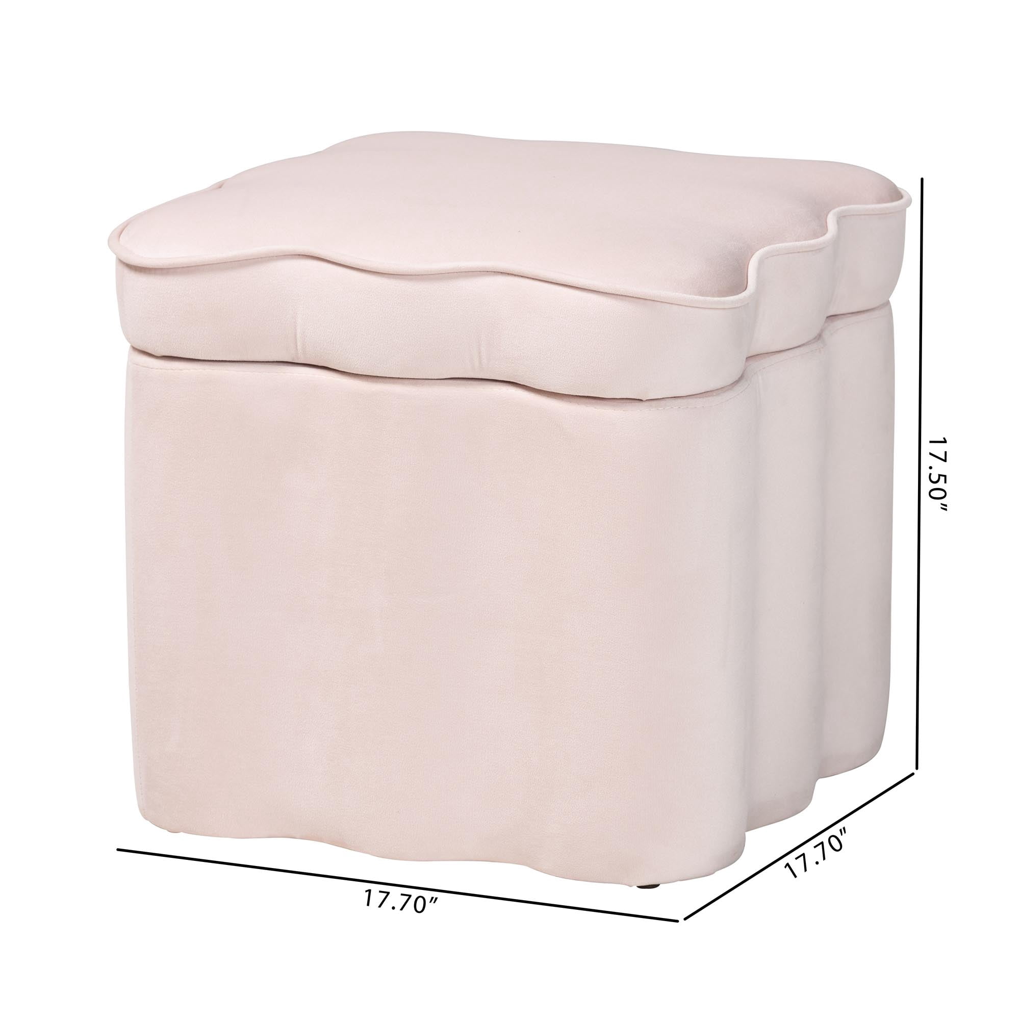 bali & pari Paulina Modern Luxe Storage Ottoman, Light Pink