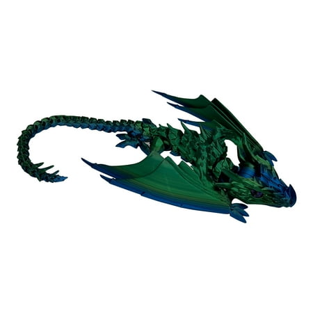 Articulated Dragon 3D Printed Fantasy Creature Flexible Joint Desk Decor Collectible Display Model Green