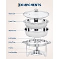 thumbnail image 4 of Chafing Dishes for Buffet Set of 2/4/6, 5 QT Round Buffet Servers and Food Warmer Set with Glass Lid, Holder & Drip Tray, Stainless Steel Chafers for Catering Parties Wedding Banquet, Silver, 4 of 6