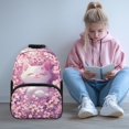 thumbnail image 2 of KUIFORTI Pink Sakura Cat Children's Backpack 17 Inch Fashion Bookbag for Girls with Side Pockets Adjustable Straps Suitable for Elementary Middle School Back to School Gifts, 2 of 7