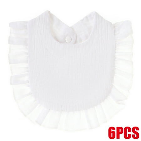 

6PCS Lap-shoulder Drool Cloths Bibs for Babies White 0-1year