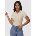 thumbnail image 6 of Women's Short Sleeve V Neck T Shirts Summer Knit Slim Fitted Basic Solid Color Tee Tops, 6 of 6