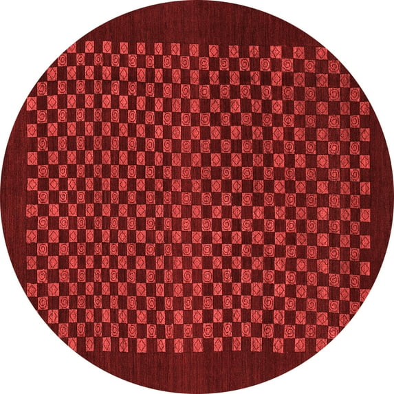 Ahgly Company Indoor Round Checkered Red Modern Area Rugs, 5' Round
