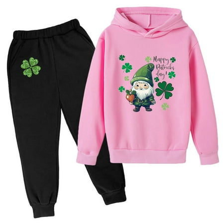 VMESZQFG Toddler Boys Outfits New Born Baby Stuff for Boys Kids Hoodie Sweatshirt And Sweatpants Irish Festival Pullover Hoodie Set Tracksuit 2 Piece Outfits Baby Boy Firetruck Pink
