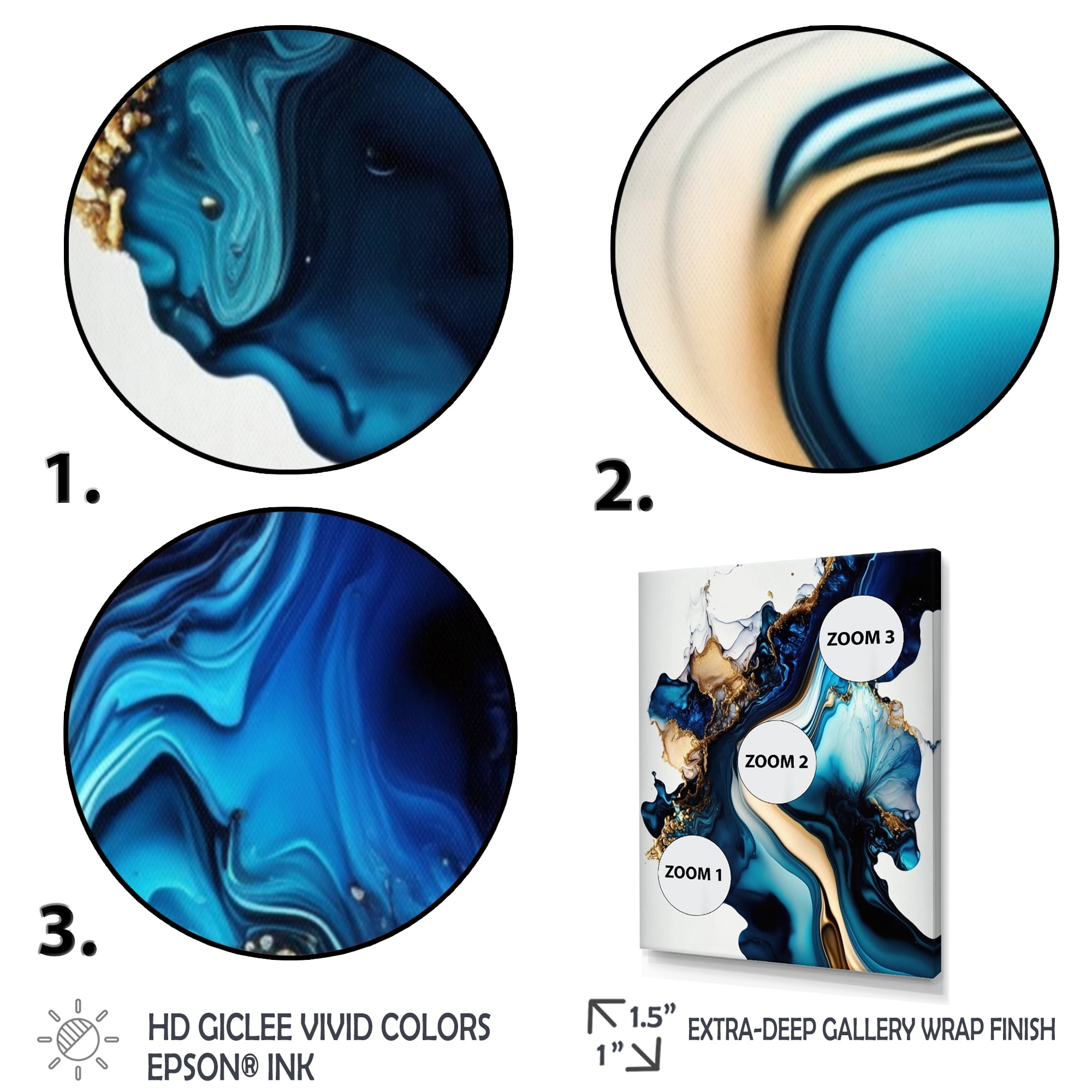 Designart Abstract Marble Geode Blue II Canvas Wall Art