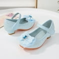 thumbnail image 4 of Quealent Girls Dress Shoes Glitter Mary Jane Pumps with Bow, Low Heel Party Wedding Princess Shoes (Toddler/Little Kids/Big Kids) Blue for Size 11.5, 4 of 9