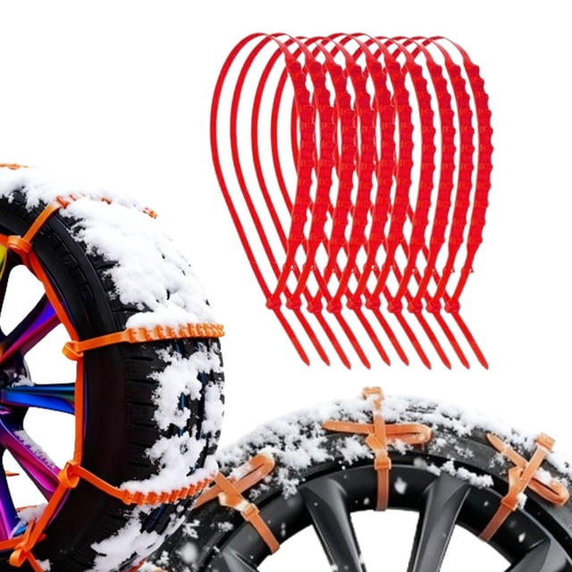 BotaniNest Chaînes de Pneus Fermeture à Glissière Tie Universelles Réutilisables Antidérapantes en Nylon Chaînes de Pneus Hiver Urgence Antidérapantes Antichoc Fonction Fermeture à Glissière Roues Réglables en Nylon pour Glace Boue Terre