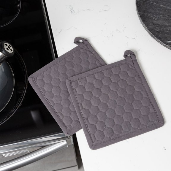 Fabstyles Fouta Potholder Set of 2, 100% Cotton (8" X 8")