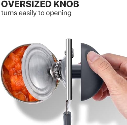Can Opener Manual Heavy Duty,  Hand Held Can Openers for Seniors with Comfort Grip Sharp Blade, Solid Steel Hand Manual Can Open with Magnet for Kitchen Camping, Gray