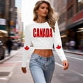 thumbnail image 2 of Uootdi T-Shirts Décontractés pour Femmes à Manches Longues Col Rond Canada Imprimé Graphique Coupe Ample Sorties de Fin de Semaine Hauts Doux Cadeau, 2 of 7
