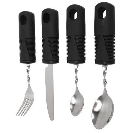 M Buder Weighted Silverware Set for Parkinson’s & Hand Tremor Patients – Ergonomic Stainless Steel Spoon, Fork & Knife
