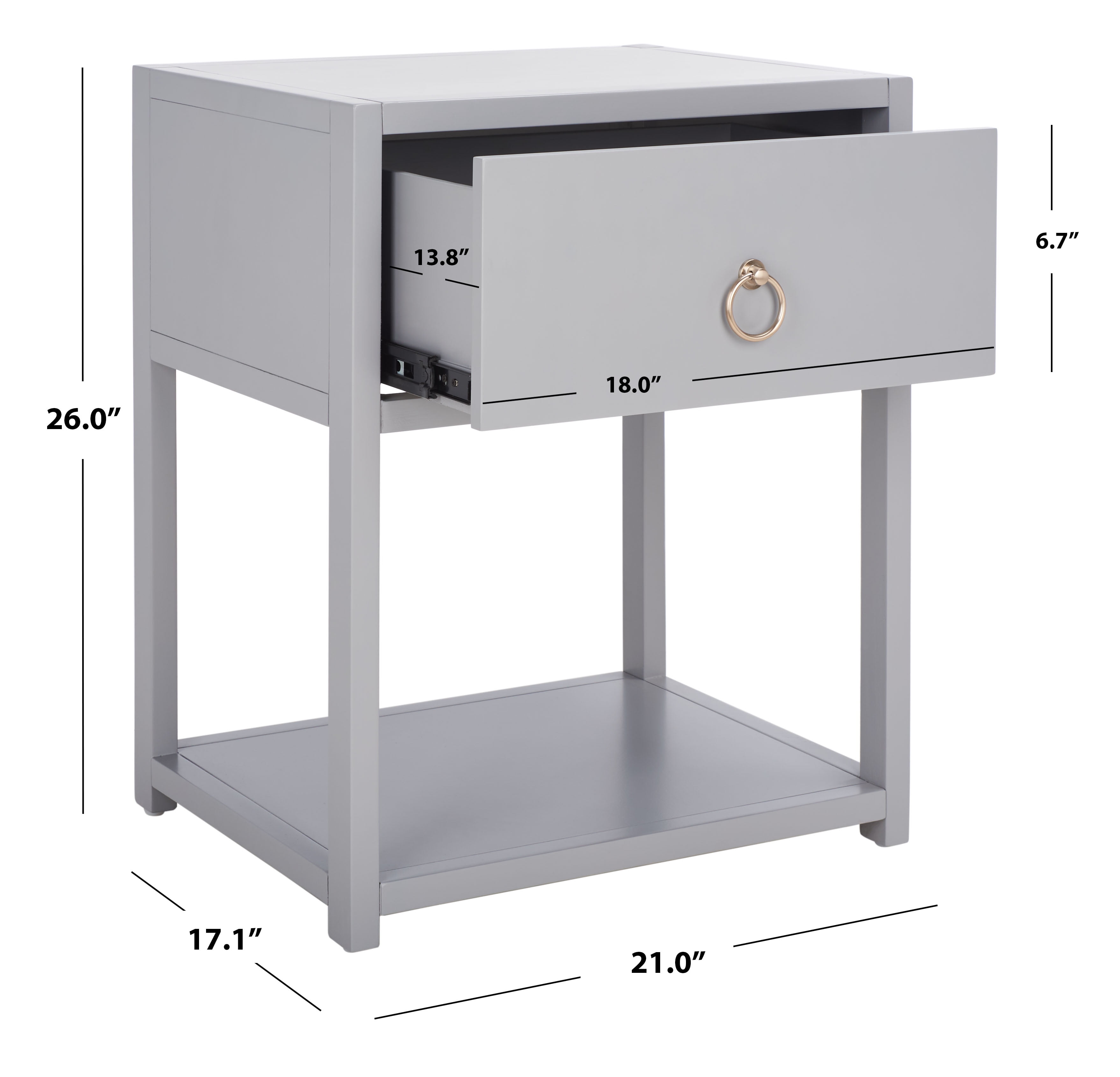Yudi 1 drawer 2024 1 shelf nightstand