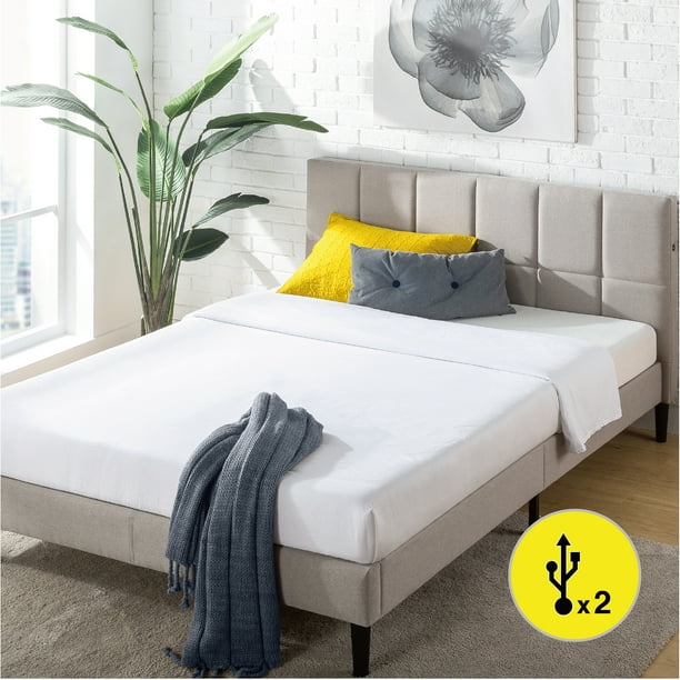 Upholstered Platform Bed Frame With Usb, Linenspa Contemporary Platform Bed Frame Assembly Instructions