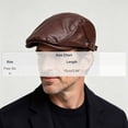 thumbnail image 3 of BELTNOV Men's Leather Flat Cap Vintage Ivy Newsboy Driving Hat Adjustable Faux Leather Golf Cabbie Hat for Fall Brown, 3 of 5